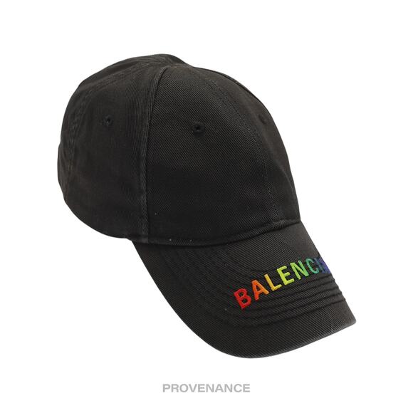🔴 Balenciaga Embroidered Rainbow Logo Cap - Washed Black - Picture 3 of 12